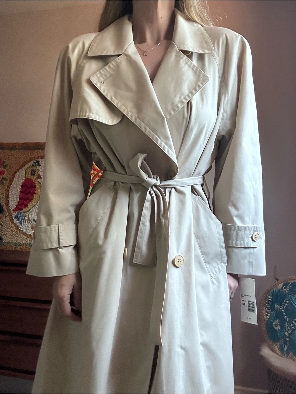 Vintage Deadstock Women’s Classic London Fog Belted Trench Coat - Cream 14 P